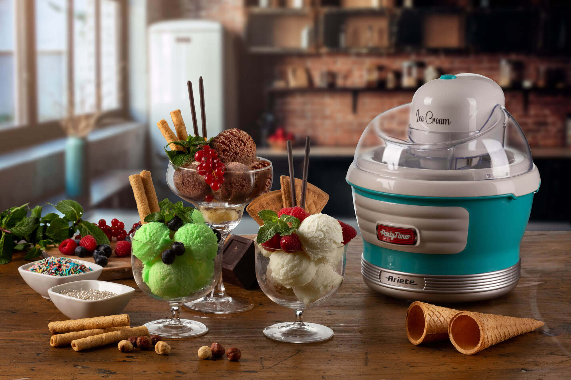 Ice Cream Maker Light Blue, Party Time ice cream machine