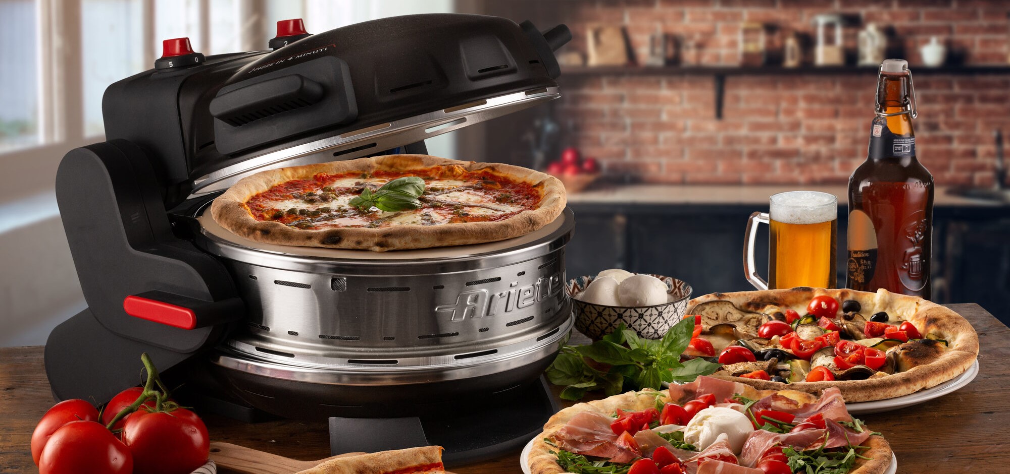 ARIETE - Forno Pizza Elettrico Doppio Pizzeria con Temperatura Max