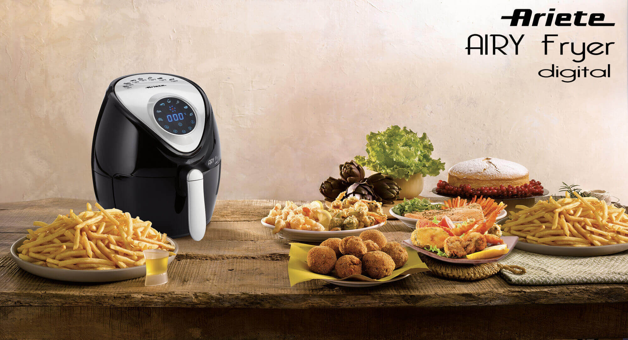 ARIETE 4616 Airy Fryer Digital, Friggitrice ad Aria Digitale, Capacita 2,6  L, 1300 W, Time '60 minuti, 7 programmi, Nera, Friggitrici ad aria in  Offerta su Stay On