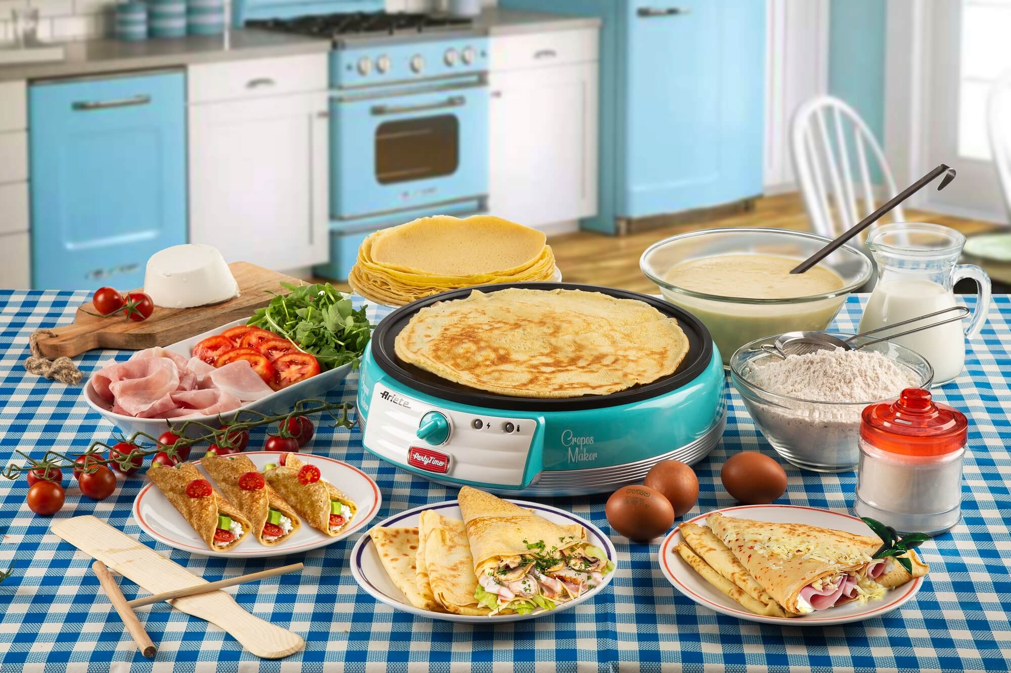 crepes maker party time ariete 202 light blue