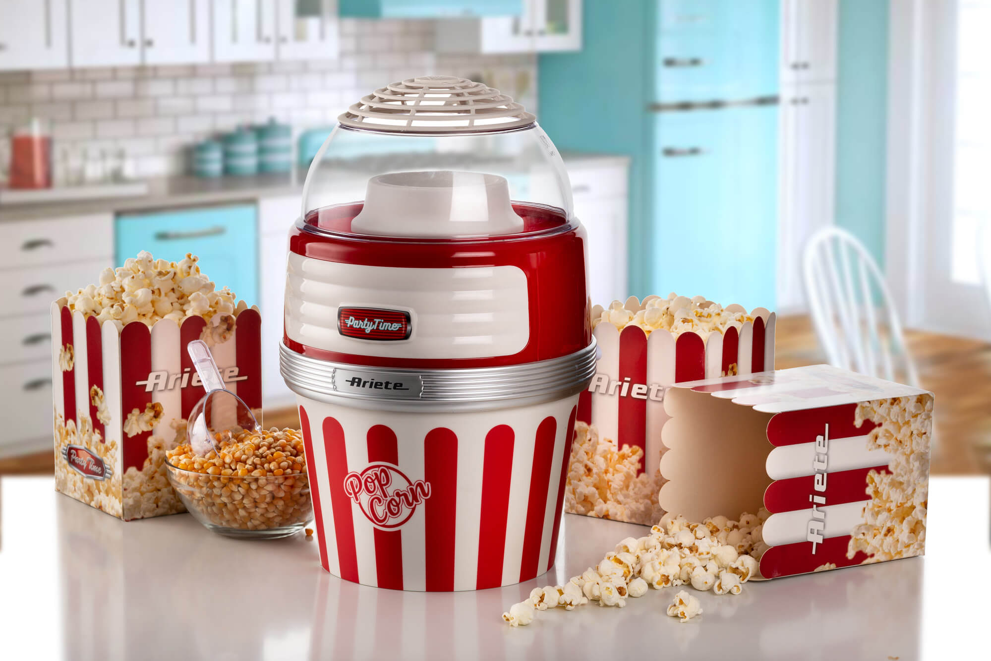 Macchina per pop corn con ciotola estraibile, Pop Corn XL Party Time, Ariete 2957 Rosso