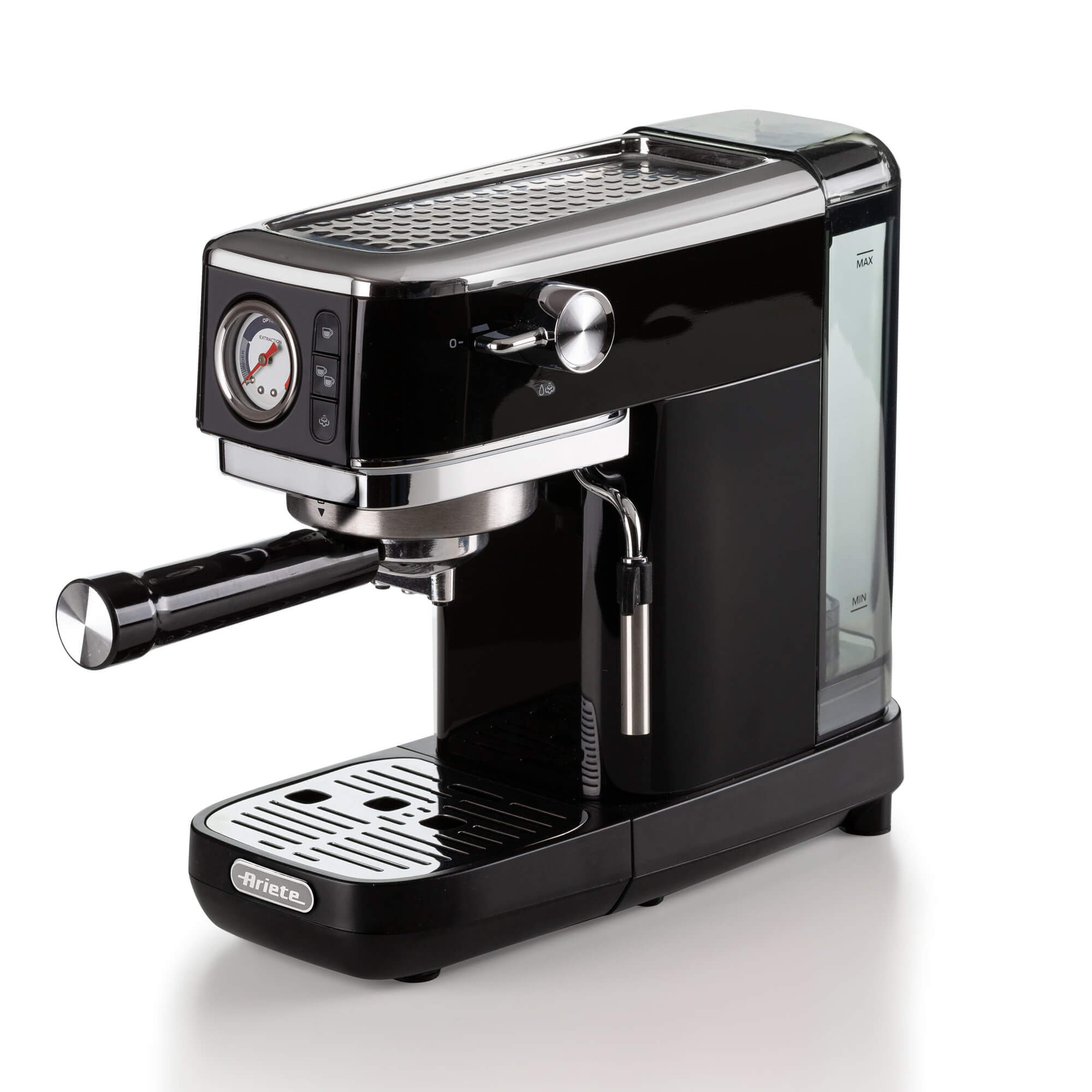 Image of Ariete 1381 Macchina da caffè con manometro, compatibile con caffè in polvere e cialde ESE, 1300 W, Capacità 1,1 L, 15 bar di pressione, Filtro ½ tazze, Dispositivo Cappuccino, Nero