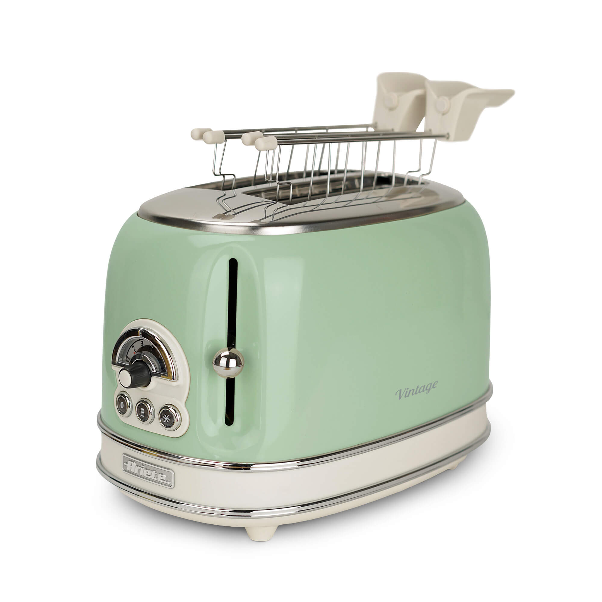 Ariete 155 Tostapane Vintage 2 fette di pane - con pinze - 6 livelli di tostatura - 810 Watt- Acciaio Inox - Linea Vintage - Verde