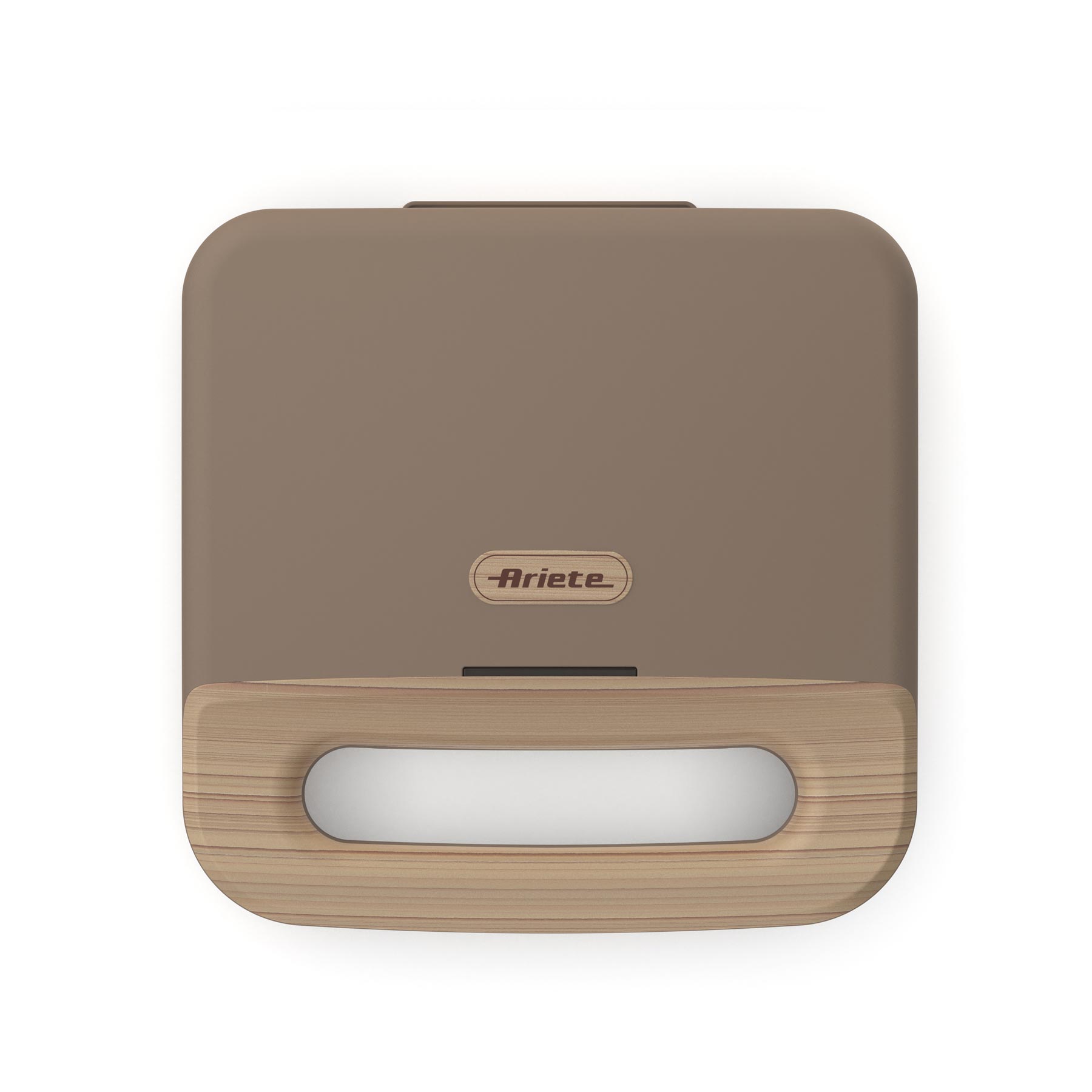 Ariete 1971 Tostiera Breakfast Wood, Griglia Elettrica Panini, 750W, Effetto Legno, Piastra Antiaderente Grill 23x13cm, Riponimento Verticale, Tortora