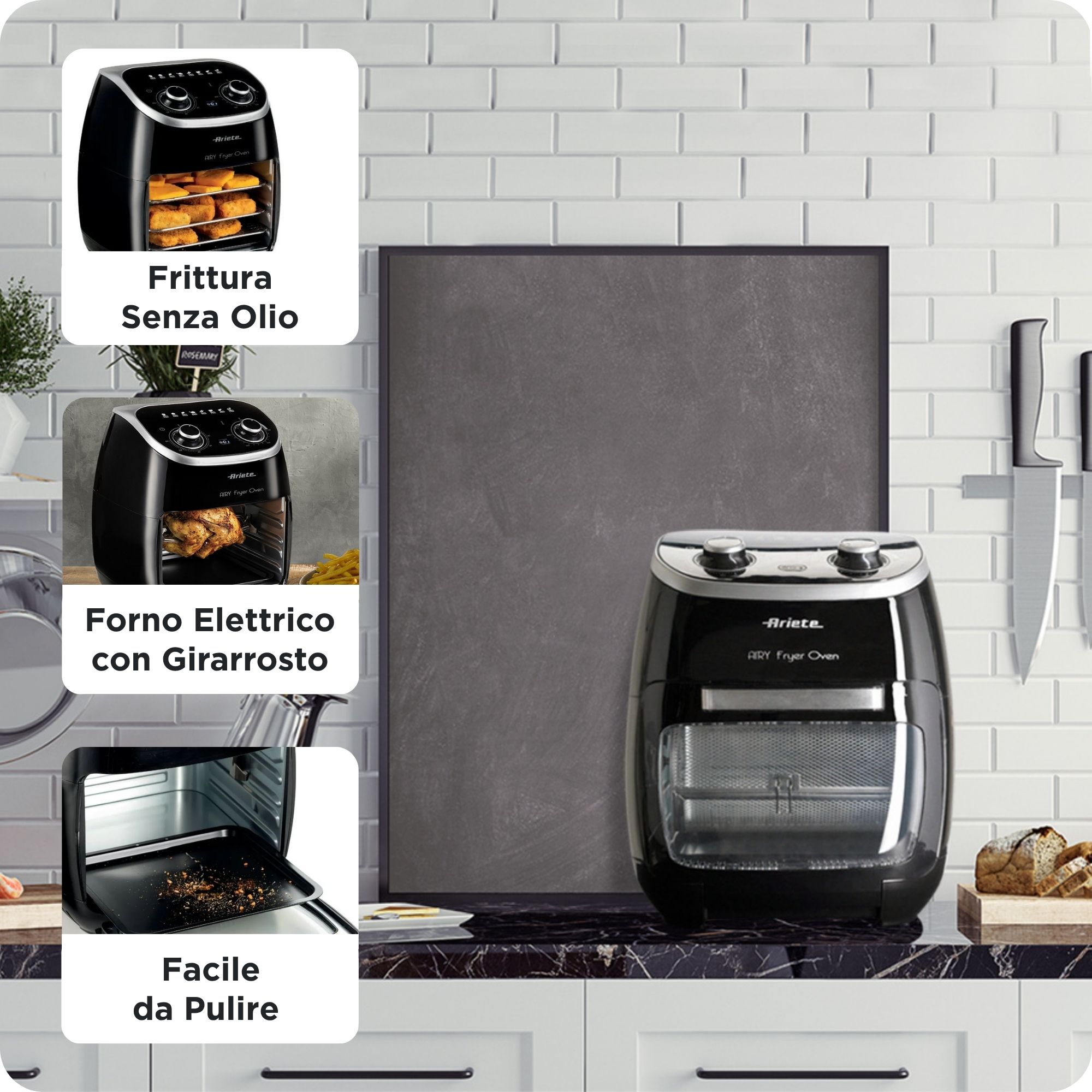 Friggitrice Ad Aria Calda Senza Olio 5,5L 1400W - Fornetto Elettrico Con Timer E Termostato Digitale, Bianco