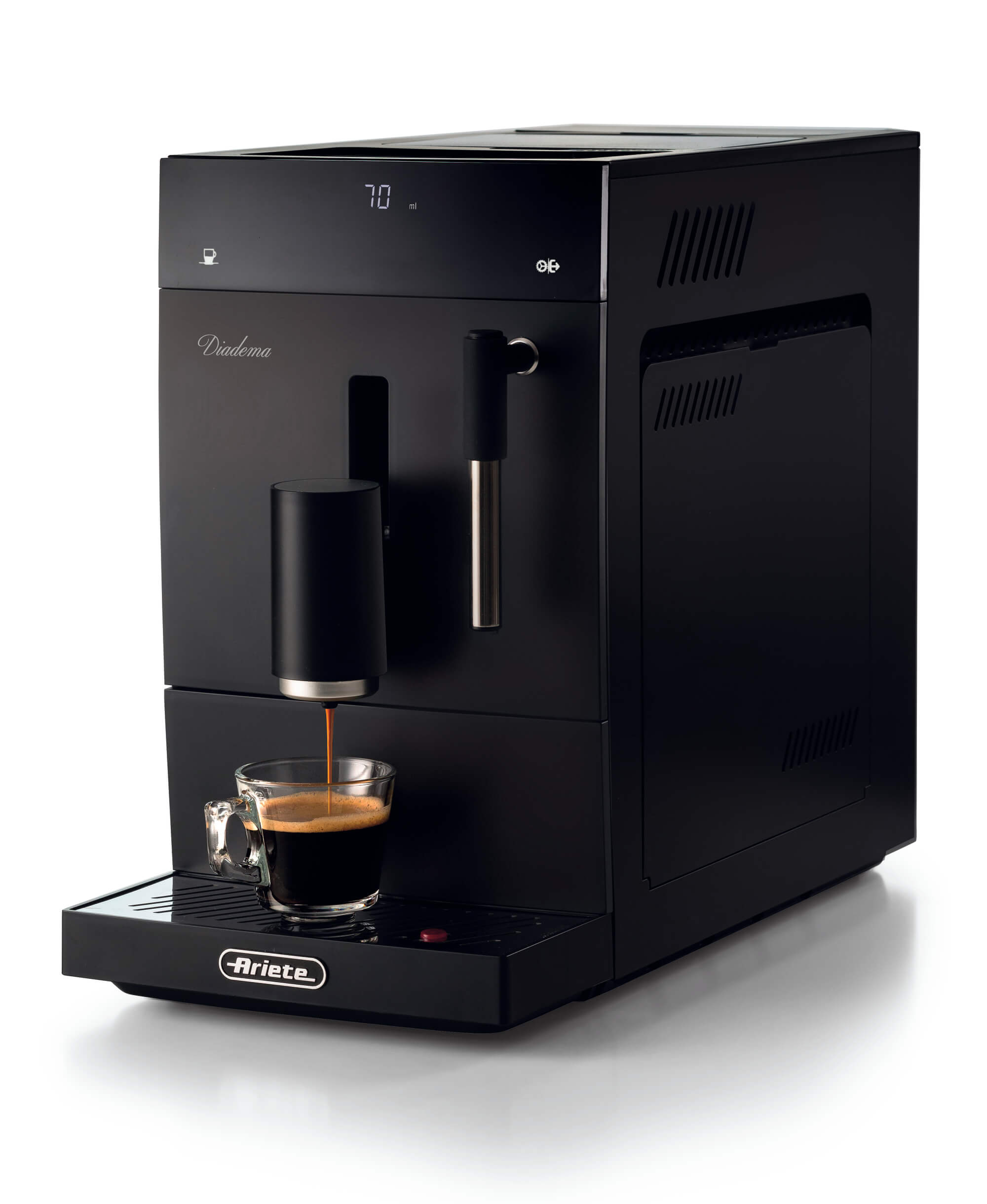 Immagine di  Ariete 1452 Diadema, Macchina da caffè automatica, 1350W, 19 bar di pressione, Per caffè, americano e acqua calda, Dispositivo Cappuccino, Display LED, Erogatore Regolabile, Nera