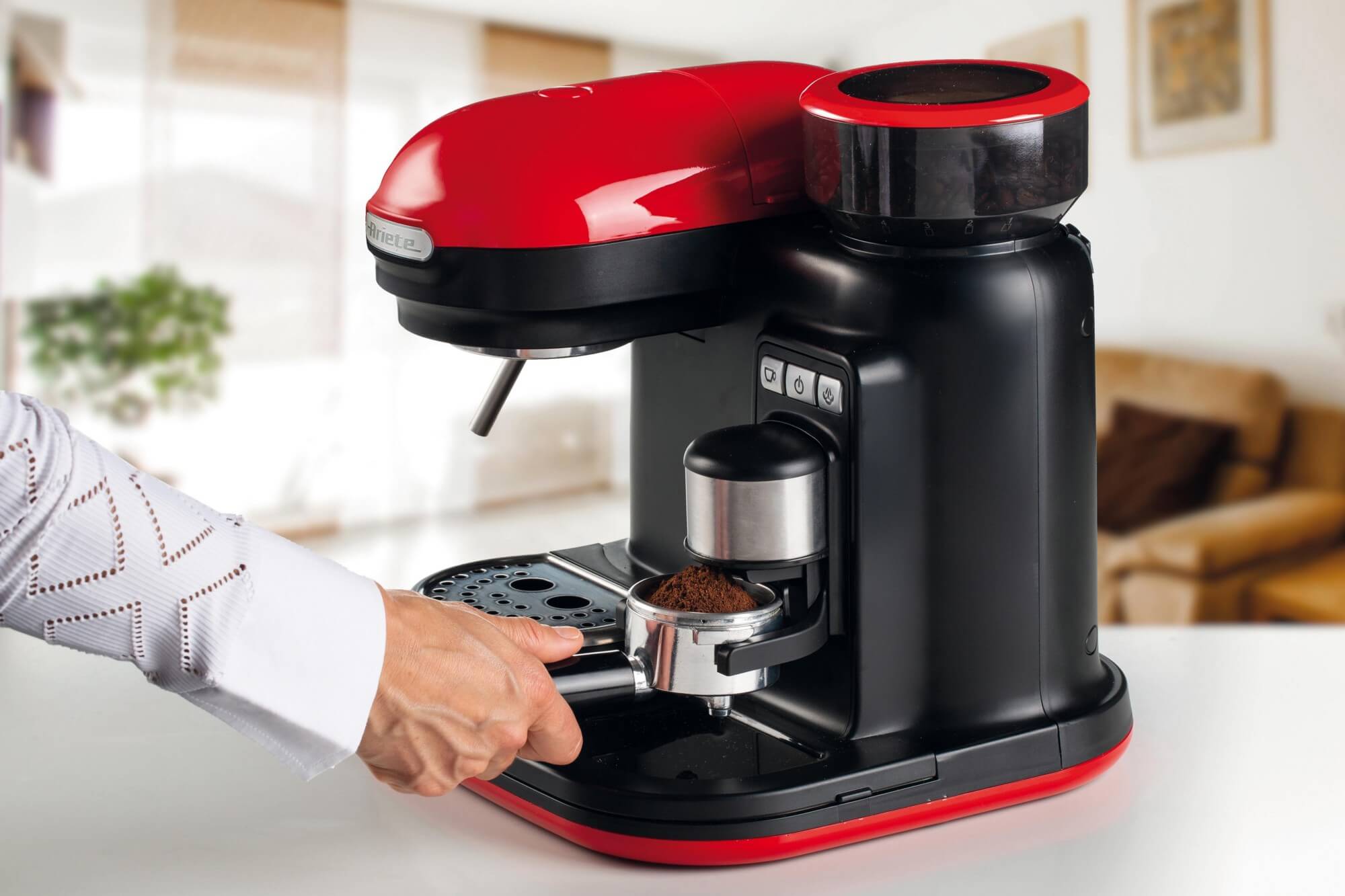 Macchina per caffè espresso con macinacaffè Moderna, Ariete 1318 Rosso