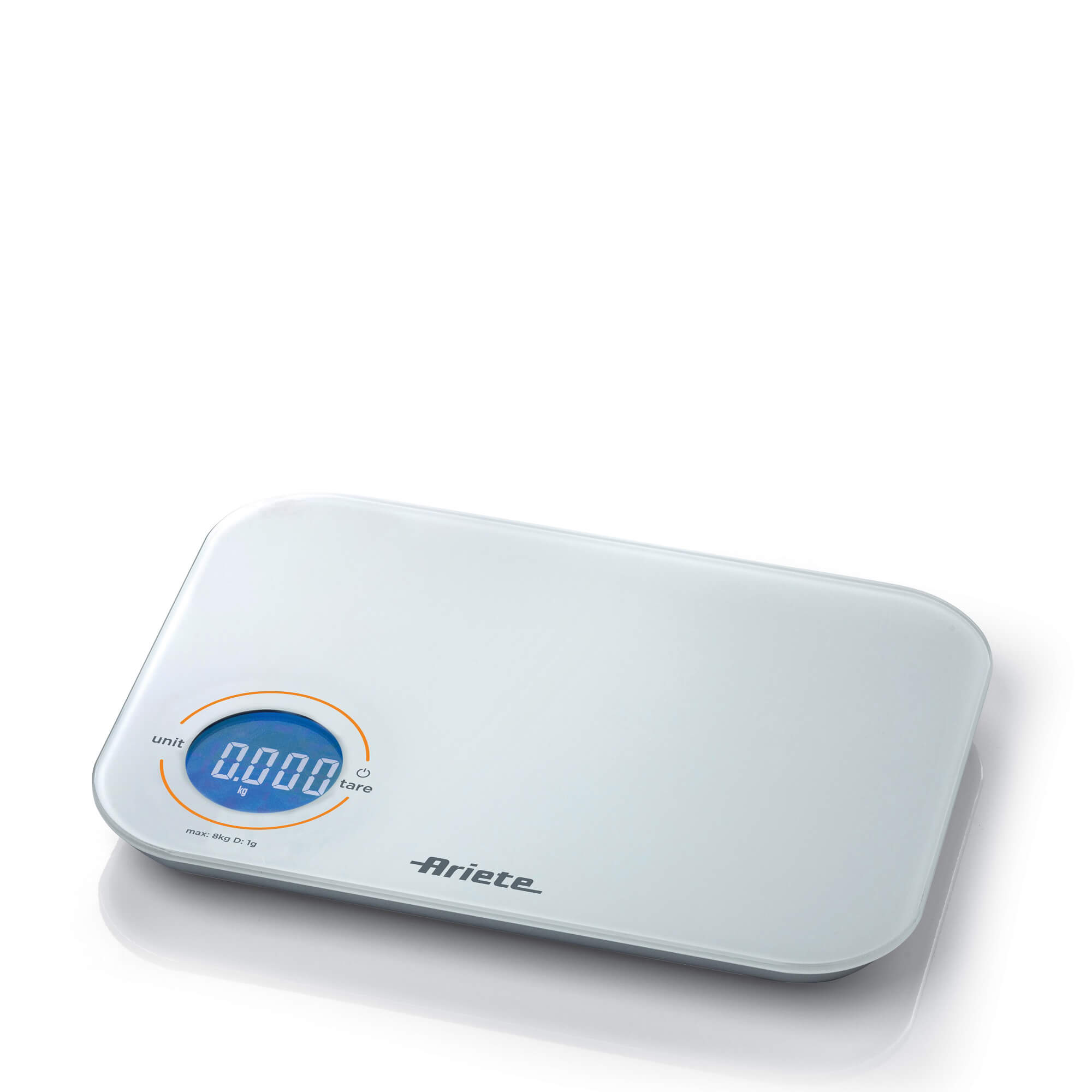Immagine di  Ariete 851, Bilancia Elettronica Touch con sensore ad alta precisione, Display digitale, Capacità 8 kg, Unità di misura gr, kg, oz, lb e ml