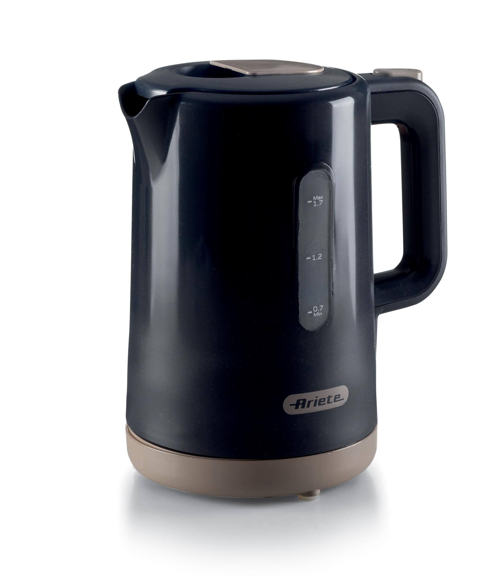 Ariete 2846 Bollitore Breakfast, 2200W, Capacità 1,7 L, Base Cordless 360°, Spegnimento automatico, Coperchio di sicurezza, Livello acqua visibile, Finitura lucida e opaca, Dark Grey