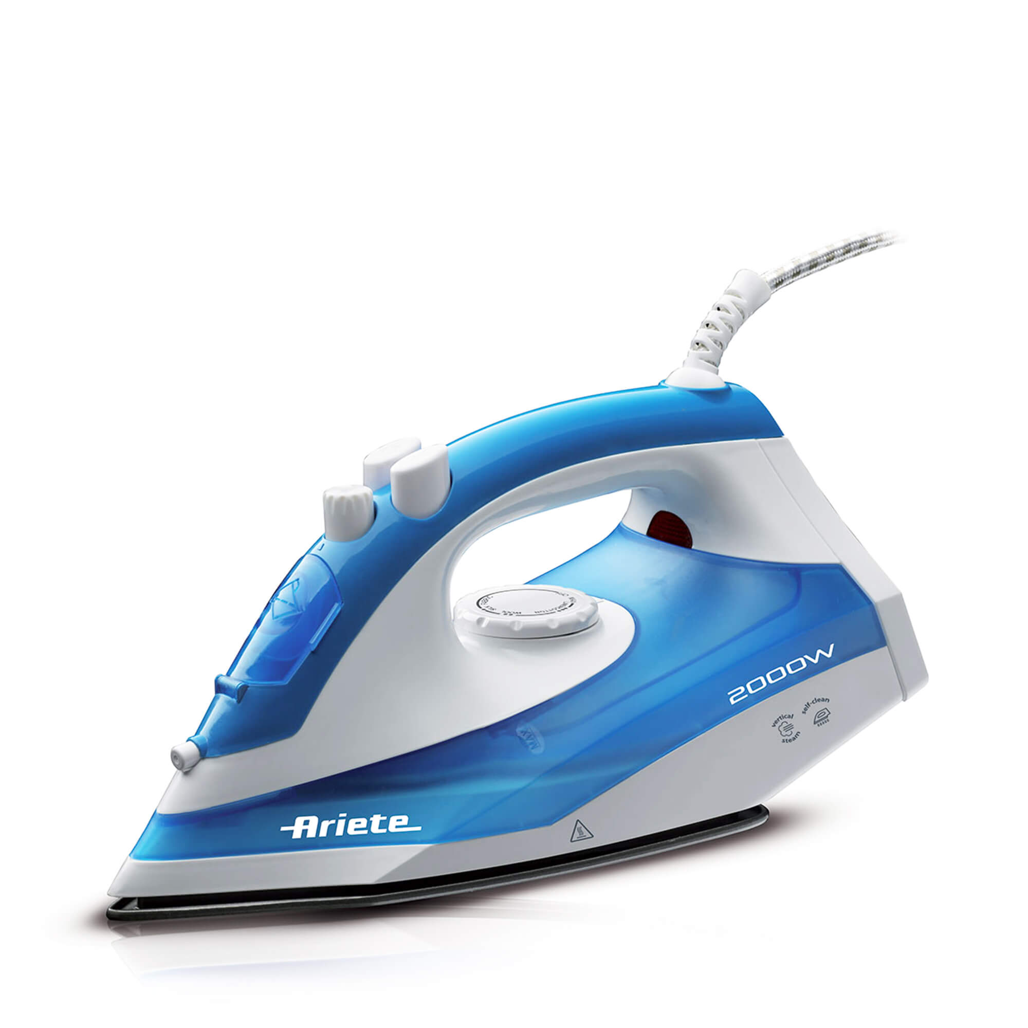 Ariete 6234 Steam Iron - Ferro da stiro con piastra in teflon - Colpo vapore 140 gr/min - Serbatoio 250 ml - 2000 W - Bianco e Azzurro