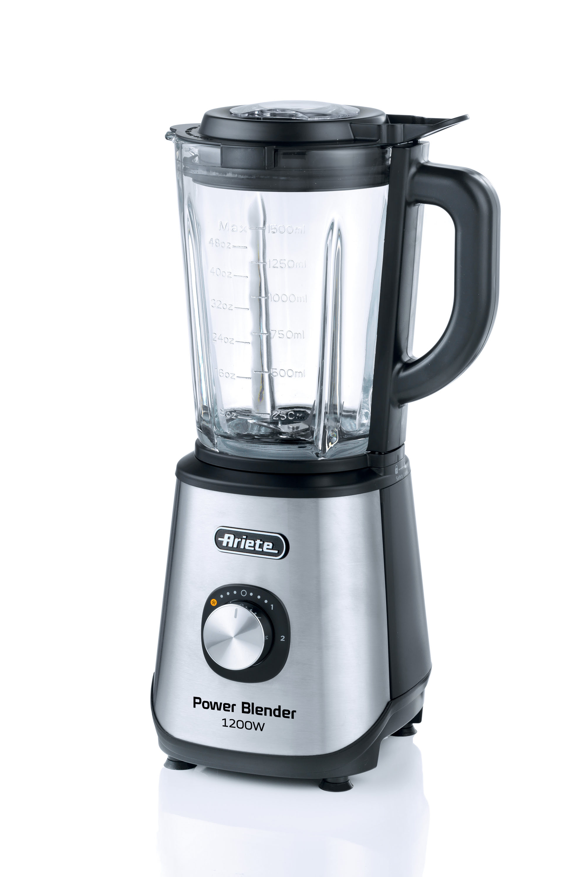 Ariete 579 Power Blender 1200W, Frullatore, 1200W, 4 lame in acciaio inox, 2 velocità + Funzione Pulse, Capacità 1,5 L, Piedini antiscivolo, Coperchio superiore, Metal