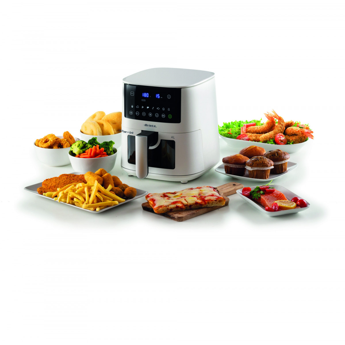 Friggitrice Ad Ariete 4L, 1400W - 9 Programmi, Funzione Shake E Grill, Temperatura 200°C, Bianco - Foto 6