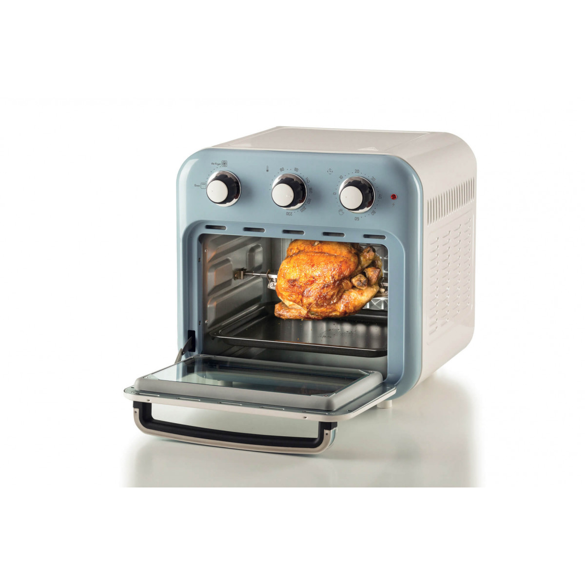 Empotec Friggitrice Ad Aria Vintage 3 LT, Verde, Timer 30 Min, Temperatura Fino A 200°C, 1200W, Manopole Multifunzione