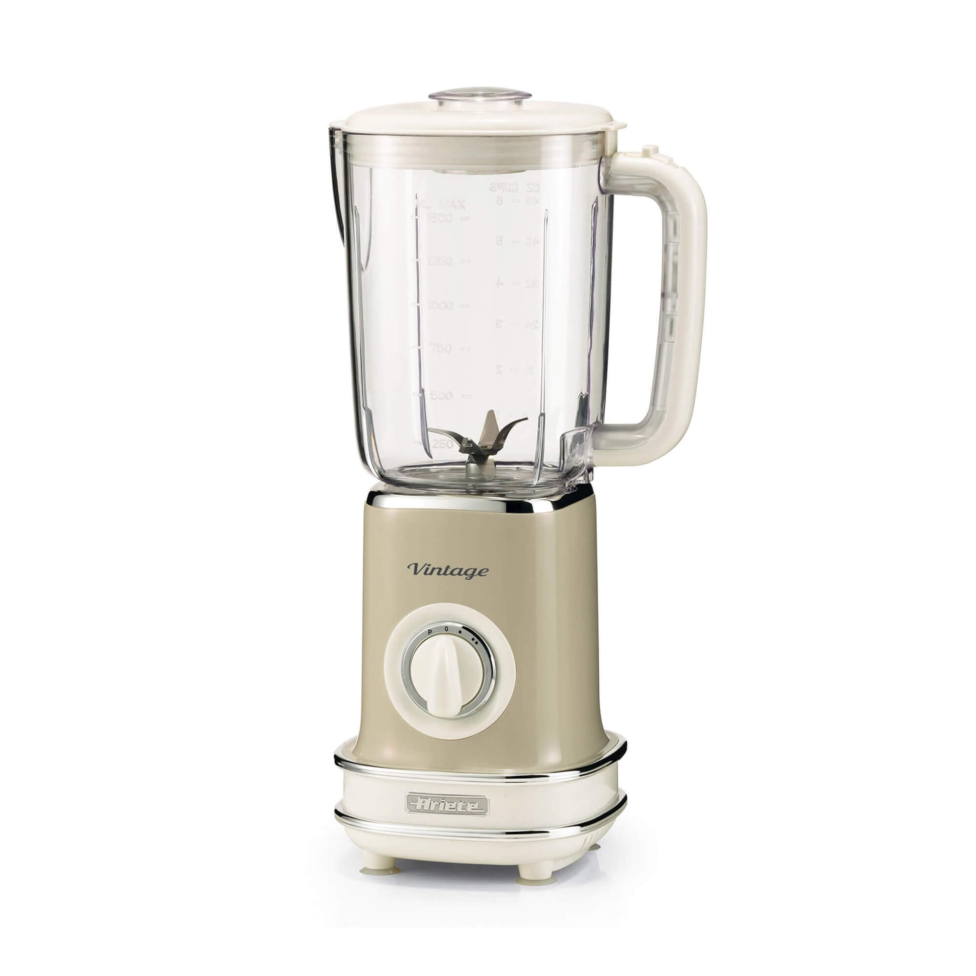 Ariete 568 Frullatore 1,5 Litri - Tazza graduata - 2 velocità + pulse - 500 Watt - Linea Vintage - Beige