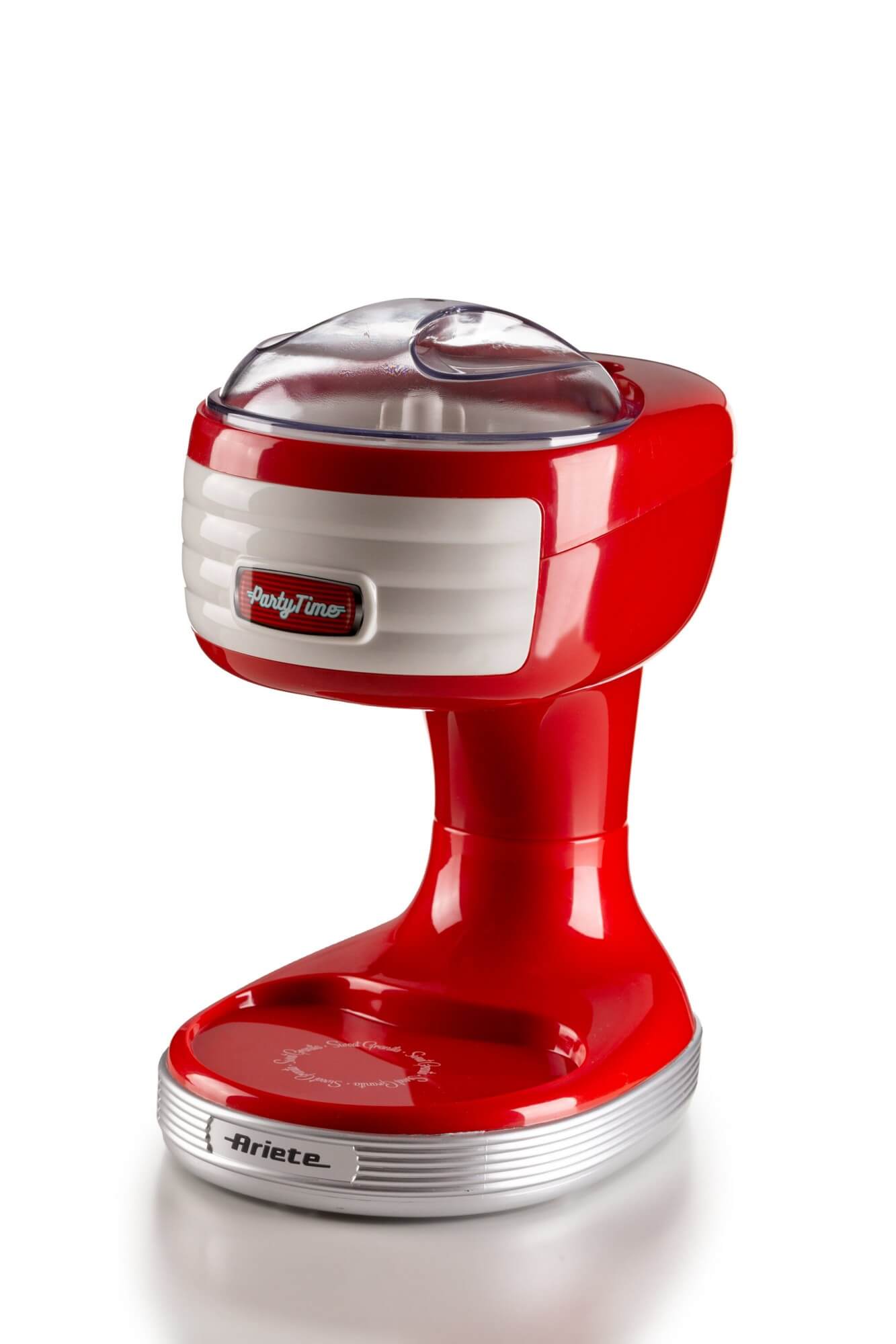 Ariete 76 Ice Crusher Party Time, Macchina per tritare il ghiaccio, 30 W, Cestello tritaghiaccio removibile, Lame in acciaio inox, Rosso