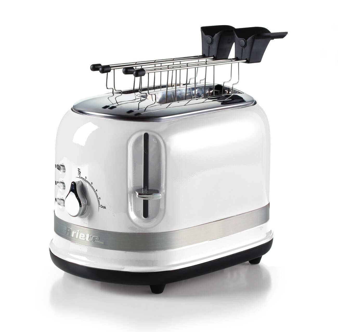 Ariete 149 Tostapane Moderna bianco con pinze per 2 fette di pane, sandwich o toast - 6 livelli di doratura - Scongelamento - Linea Moderna Ariete - Bianco